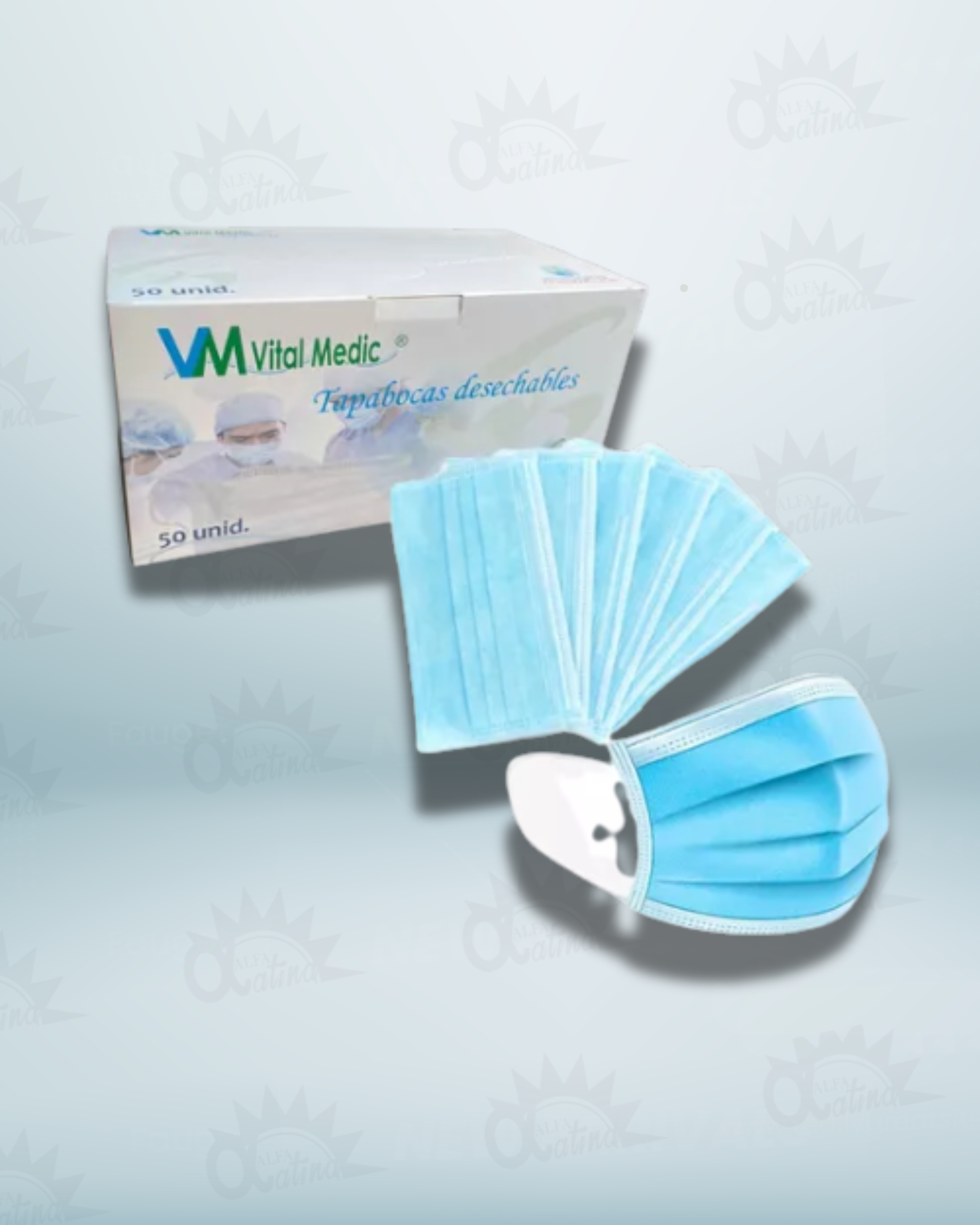 TAPABOCAS TERMOSELLADO COLOR AZUL. EMPAQUE CORRIENTE. CAJA X 50 UND