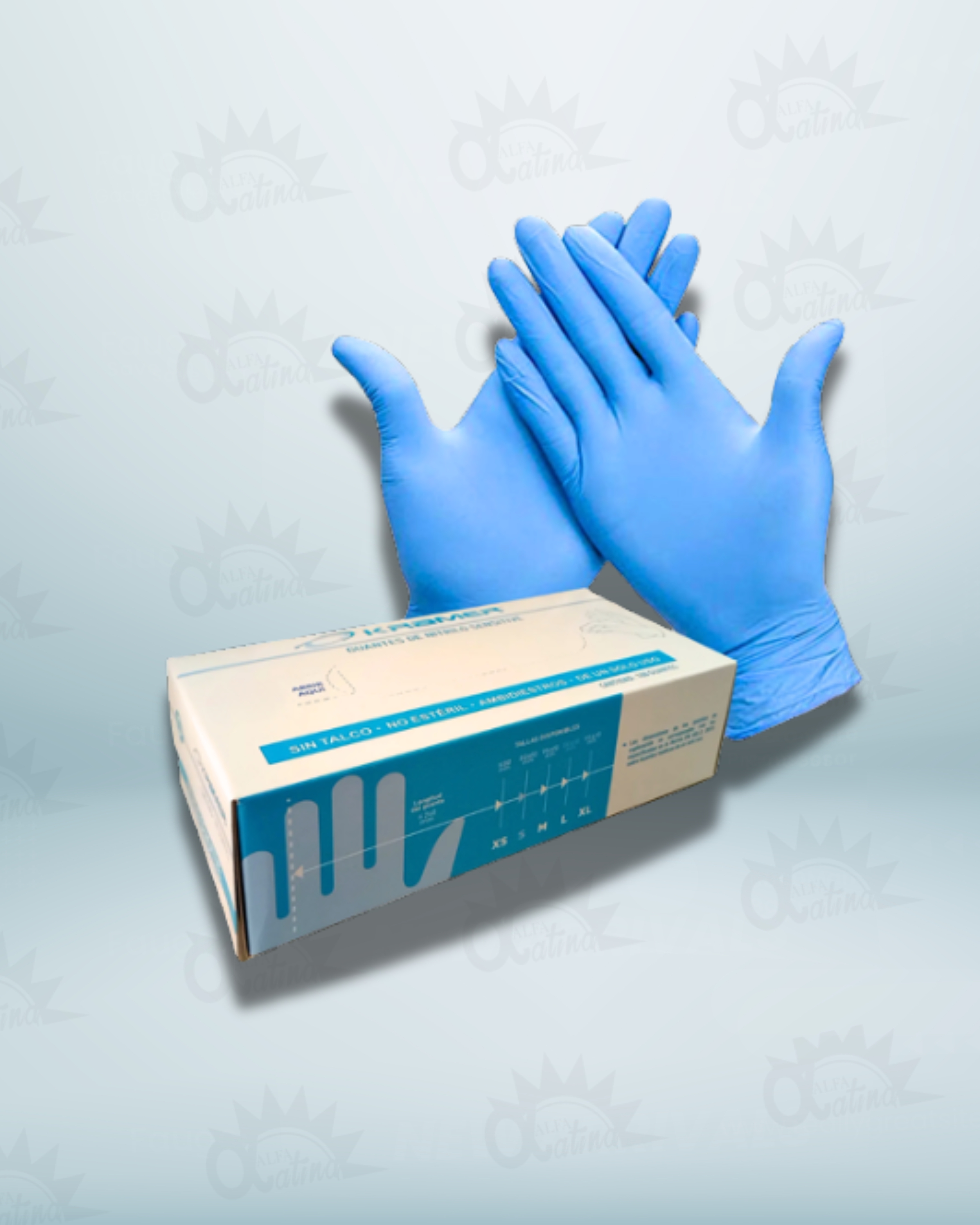 GUANTE DE NITRILO TALLA L. COLOR AZUL. CAJA X 100 UND