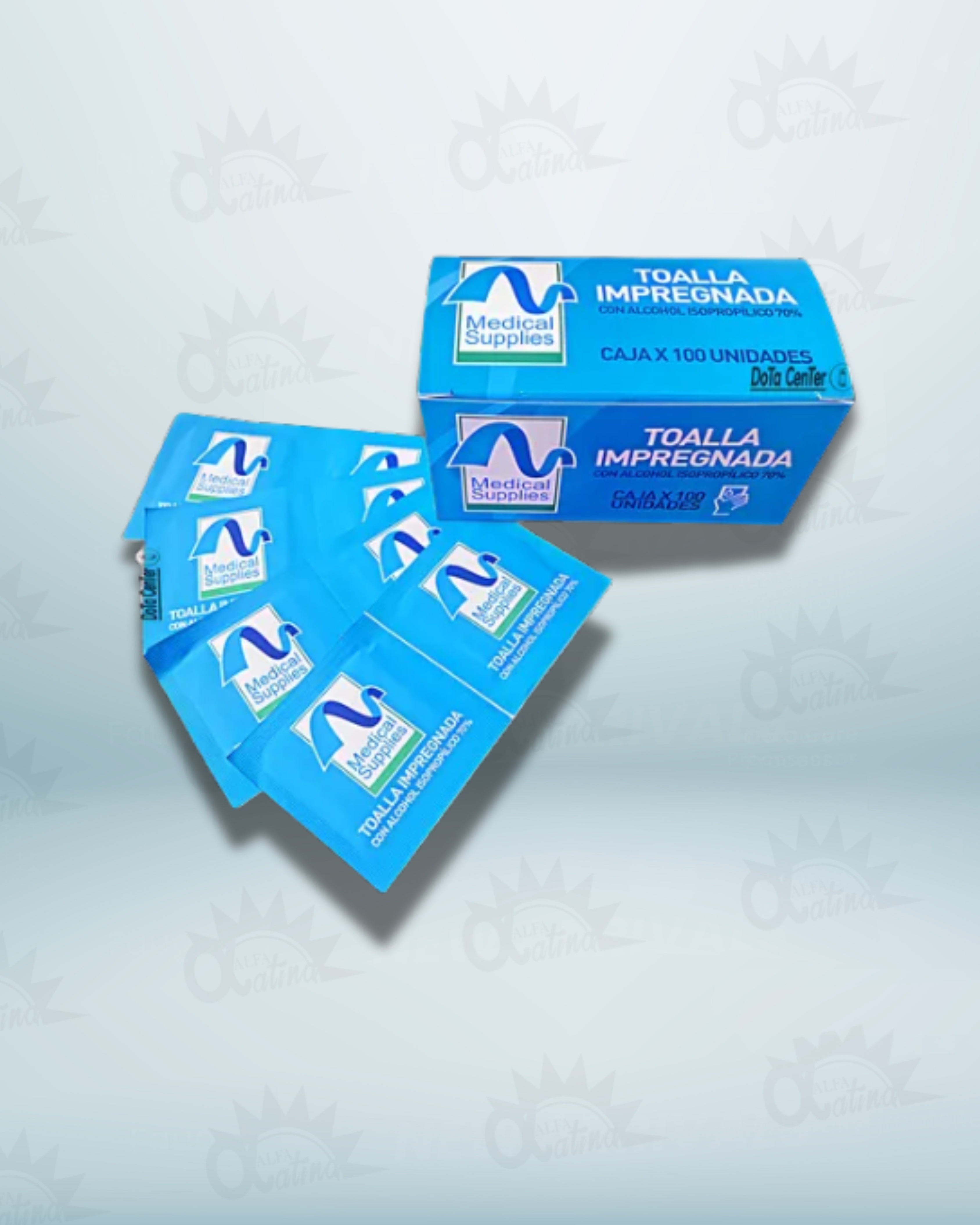 TOALLA IMPREGNADA CON ALCOHOL MEDIANA AZUL