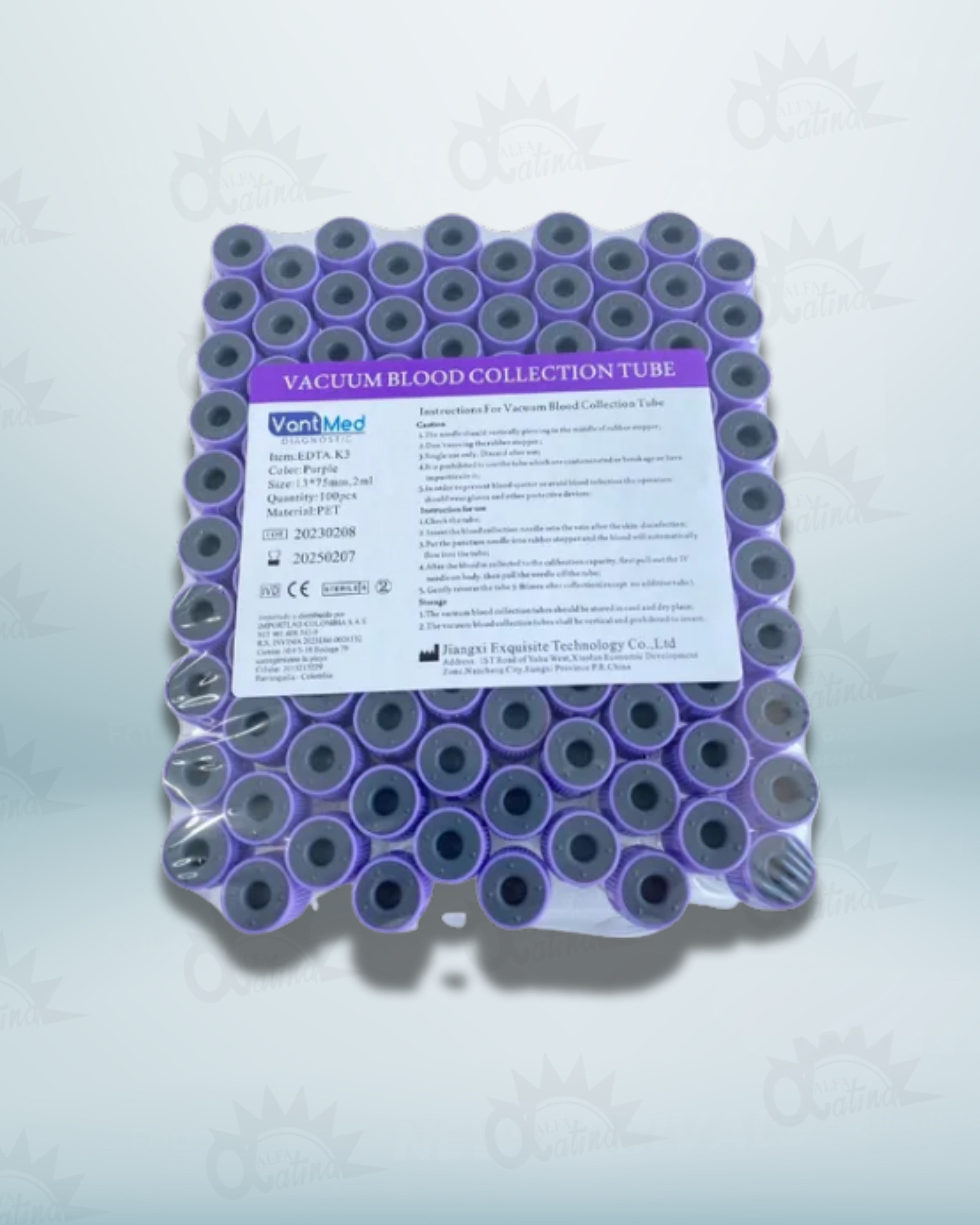 TUBO VACUTAINER LILA 4.0 ML GRADILLA X 100 UND