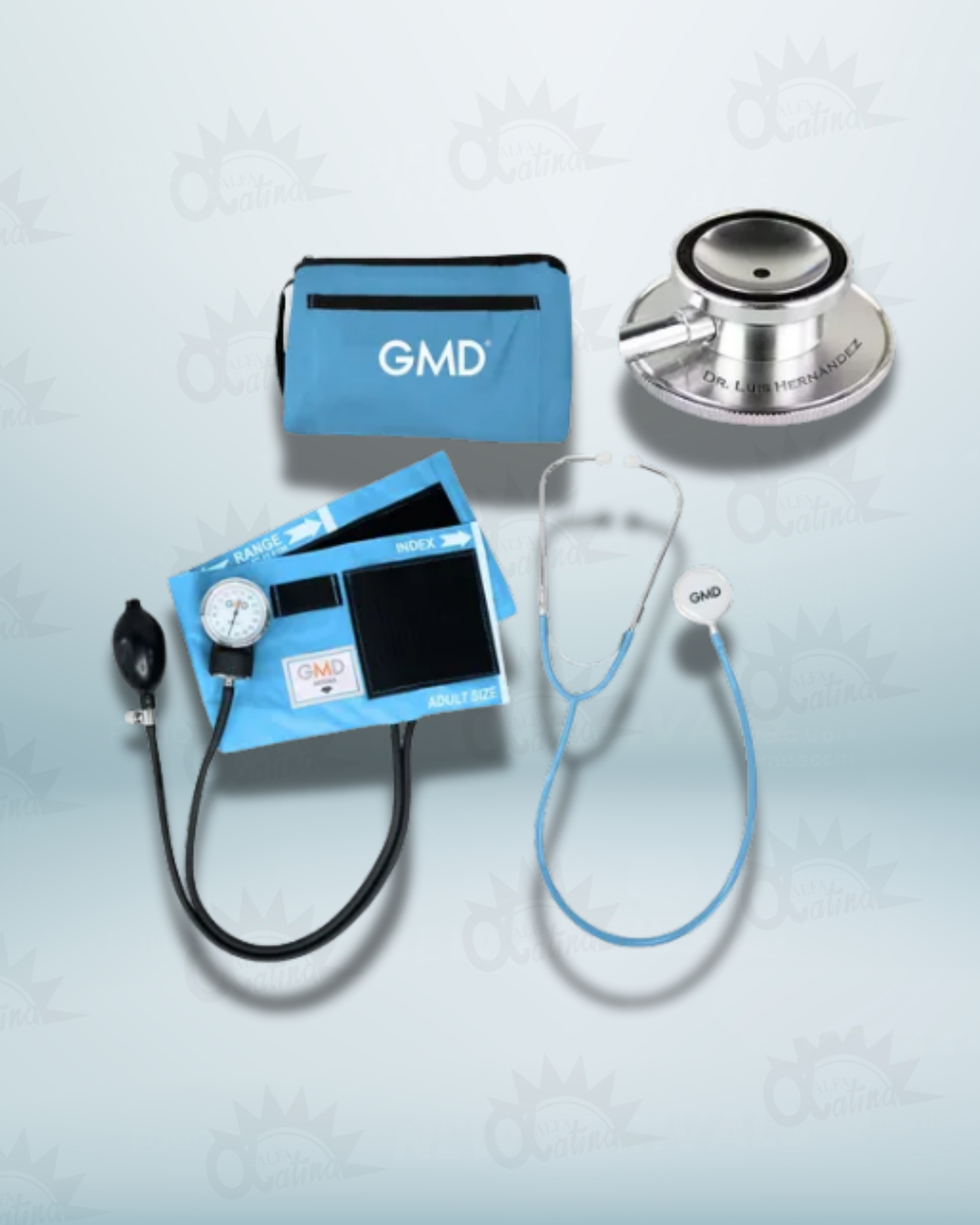 KIT DE TENSIOMETRO Y FONENDO DOBLE CAMPANA MANGUERA SENCILLA AZUL PROFUNDO